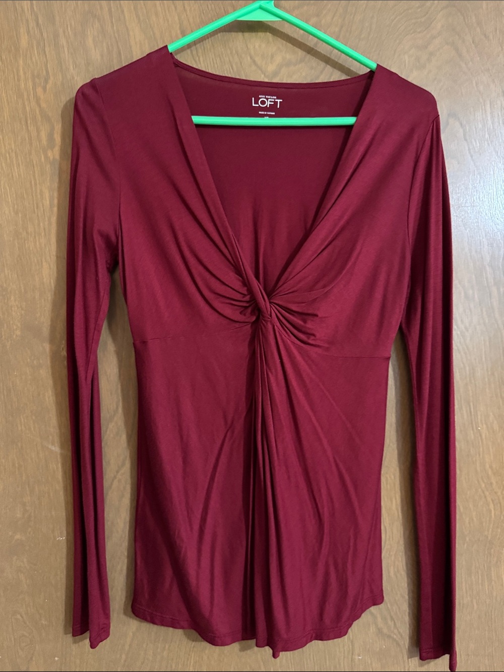 LOFT Twist-Front Long Sleeve Top - Burgundy Wine